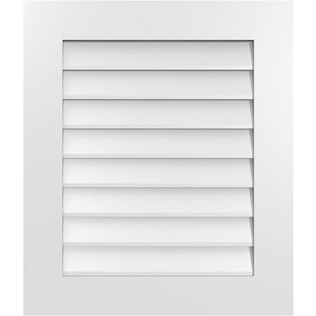 Ekena Millwork Vertical Surface Mount PVC Gable Vent: Non-Functional, w/ 3-1/2"W x 1"P Standard Frame, 24"W x 28"H GVPVE24X2801SN